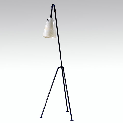 Appraisal: STYLE OF GRETA GROSSMAN Gooseneck floor lamp with fiberglass shade