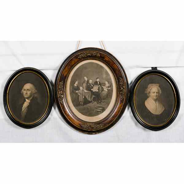 Appraisal: Political Engravings Three engravings depicting the Grant family Martha Washington