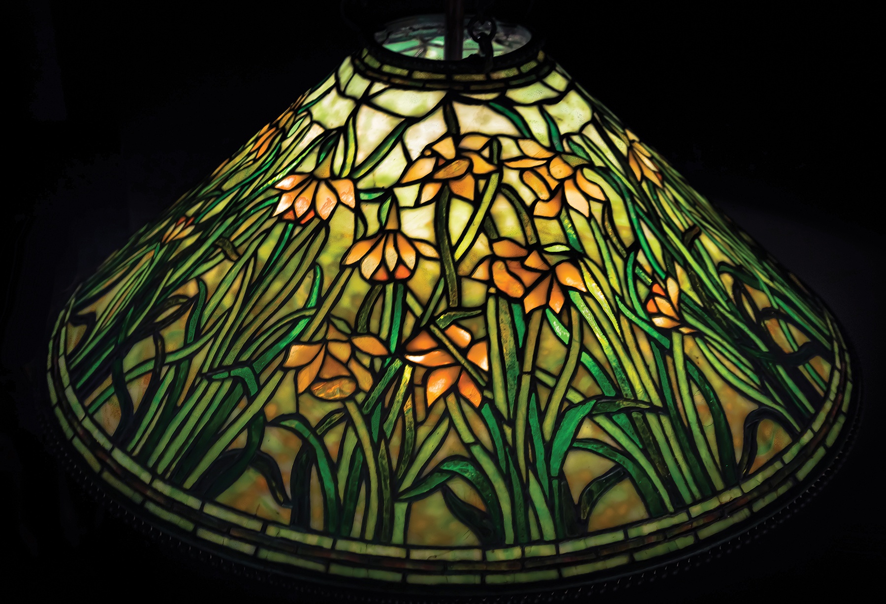 Appraisal: Tiffany Studios Daffodil Hanging Chandelier Signed Tiffany Studios New York