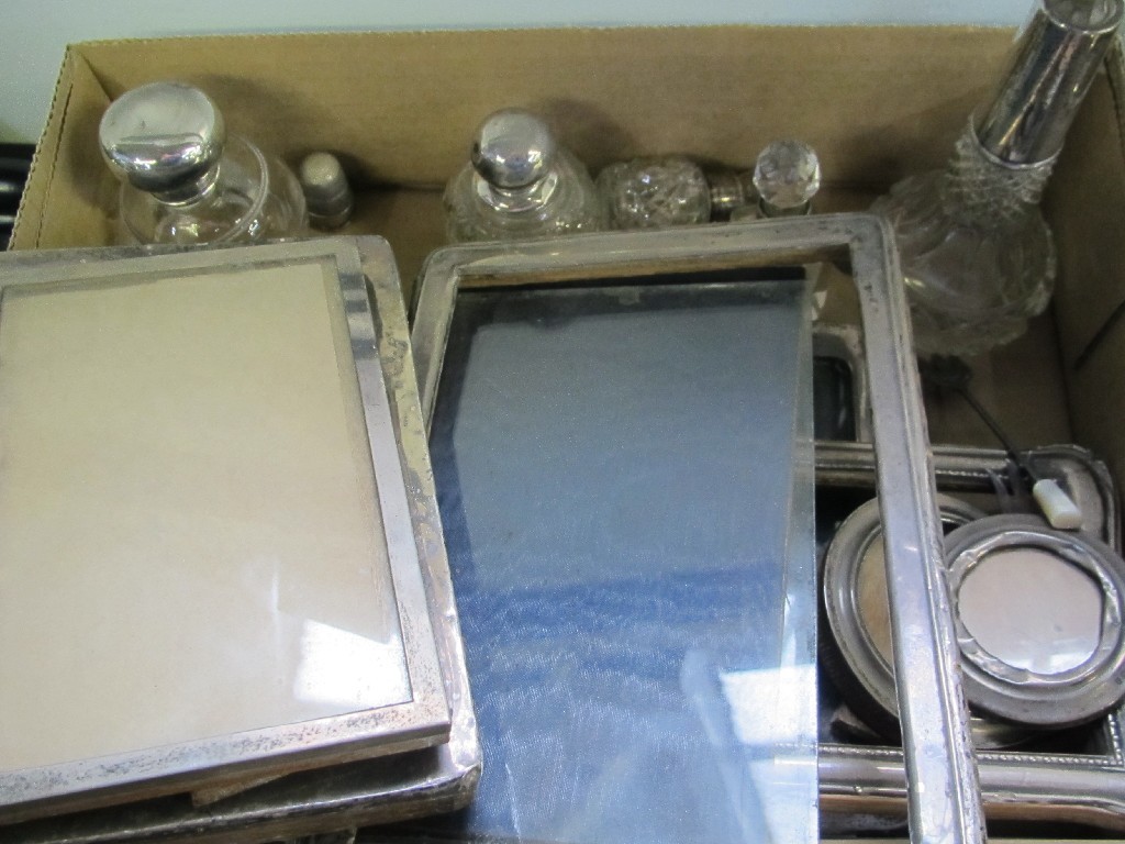 Appraisal: Box of scrap silver - photo frames scent bottles etc