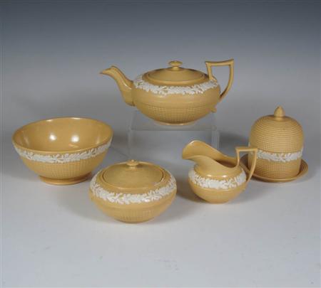 Appraisal: An early th century tea set In the Wedgwood cane