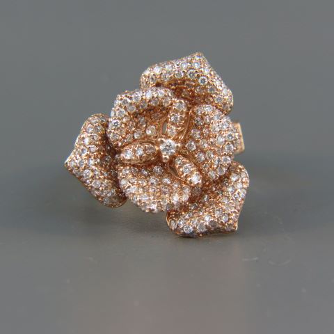 Appraisal: Diamond Ring round diamonds totaling carats in k rose color