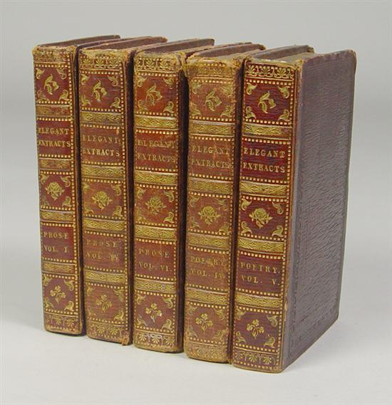 Appraisal: Five Volumes of Fore Edge Painted Books Elegant Extracts from