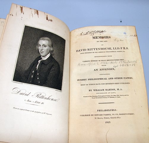 Appraisal: Book titled Memoirs of the life of David Rittenhouse LLD