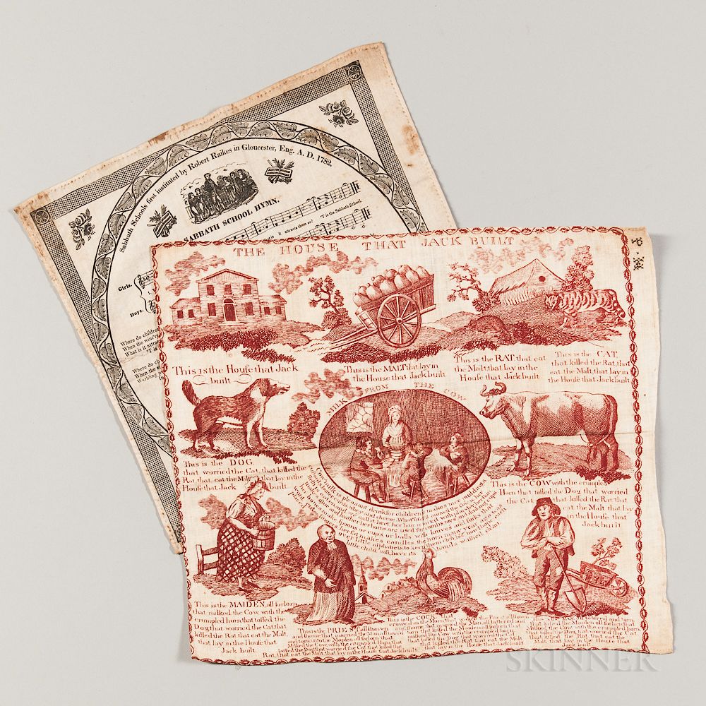 Appraisal: Two Copper Plate Printed Handkerchiefs Two Copper Plate Printed Handkerchiefs