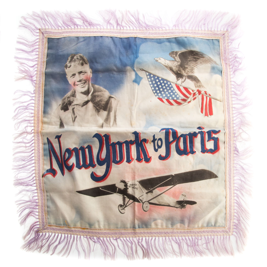 Appraisal: Charles Lindbergh New York to Paris banner circa brightly printed