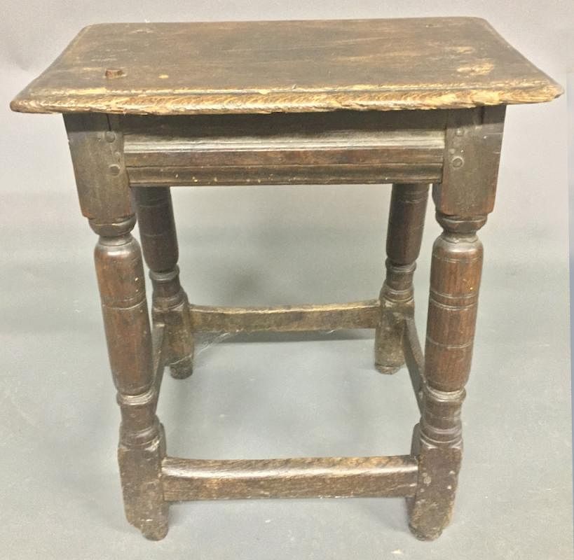 Appraisal: English Oak Joint Stool English oak joint stool th c