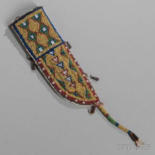 Appraisal: Lakota Beaded Hide Knife Sheath c late th century parfleche