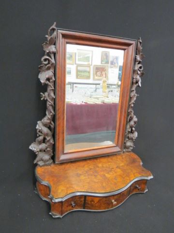 Appraisal: th Century Dressing Mirror with drawers Black Forest carved grape