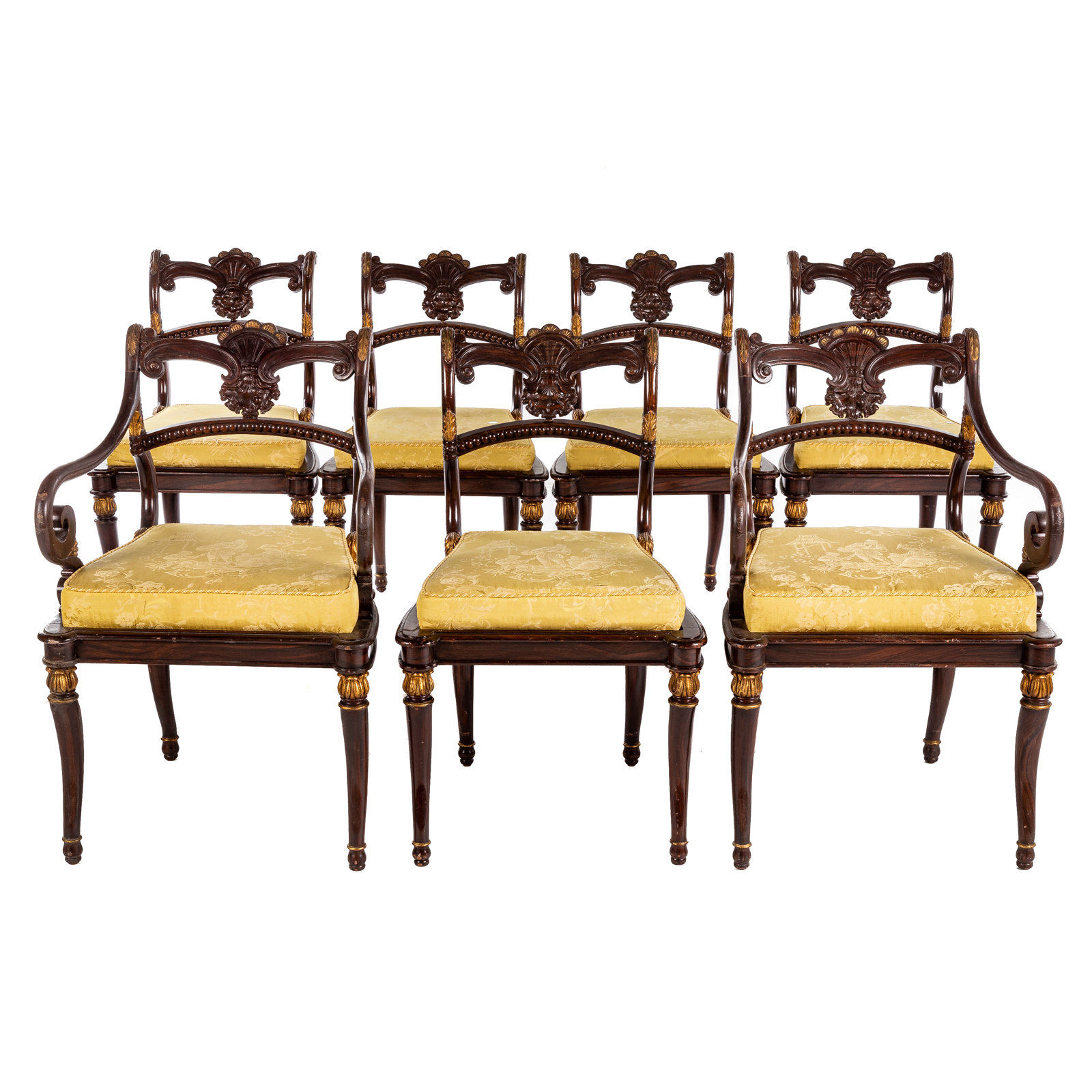 Appraisal: SEVEN SMITH WATSON REGENCY STYLE DINING CHAIRS th century comprising