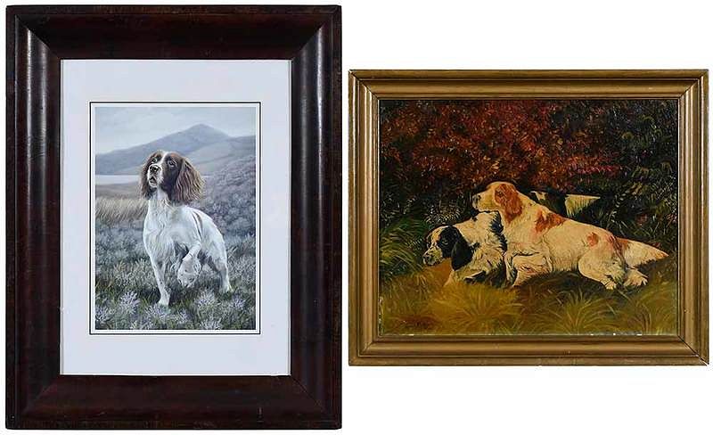 Appraisal: Two Sporting Works of Art American School th century Setter