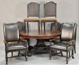 Appraisal: Nine piece contemporary lot to include mahogany pedestal table with