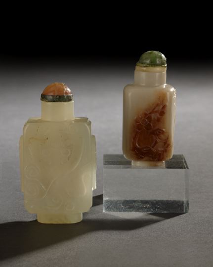 Appraisal: Two Jade Snuff Bottles th century including a pale celadon