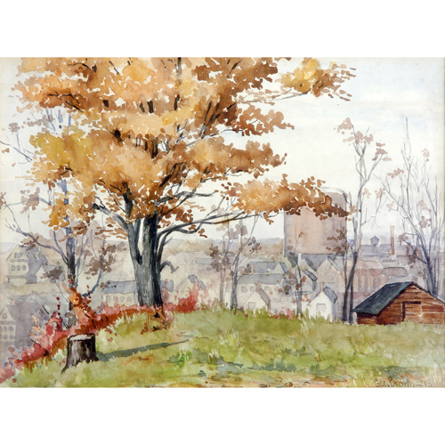 Appraisal: George Brown th c watercolor on paper of an industrial