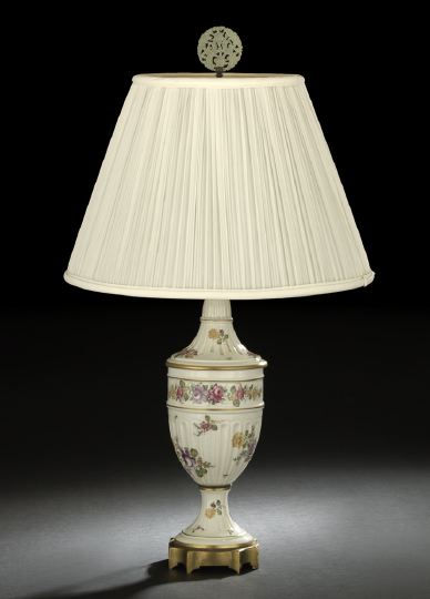 Appraisal: Porcelaine de Paris Gilt-Brass-Mounted Vasiform Table Lamp with attractive floral