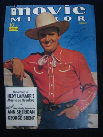 Appraisal: Gene Autry Autographed Magazine Cover depicting his portrait signed ''We