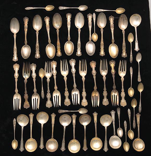 Appraisal: A group of sterling flatware Comprising Pompadour salad forks Whiting