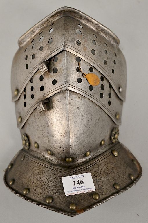 Appraisal: Knight armor face mask helmet th th century or earlier