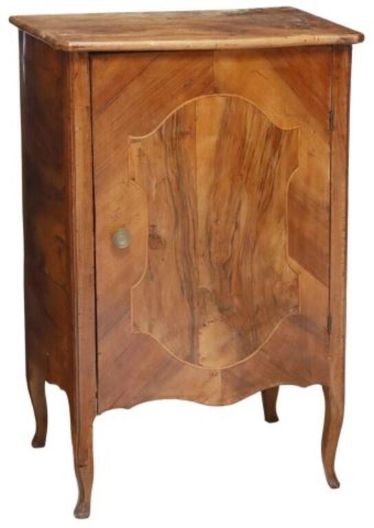 Appraisal: Italian figured walnut bedside cabinet late th c having shaped