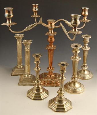 Appraisal: A pair of Corinthian column candlesticks with loaded bases Birmingham