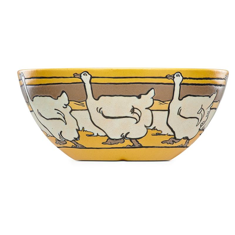 Appraisal: SATURDAY EVENING GIRLS Large bowl w geese FANNIE LEVINE SATURDAY