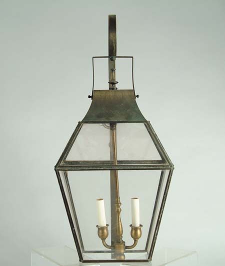 Appraisal: FINE PAIR OF COPPER AND GLASS OUTDOOR LANTERNS Colonial form