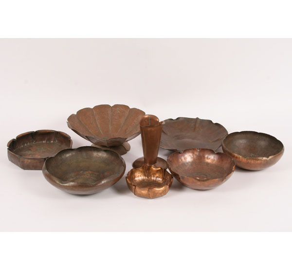 Appraisal: Lot of Arts and Crafts Hammered Copper pieces consisting of