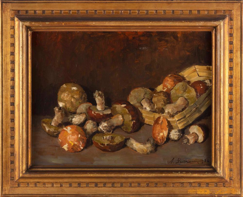 Appraisal: ANNIBALE SCARONI ITALY B STILL LIFE OF MUSHROOMS OIL ON