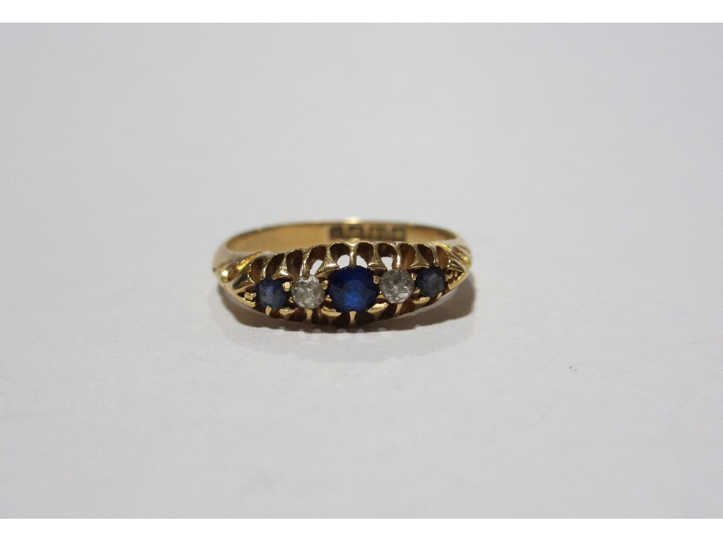 Appraisal: Edwardian ct gold sapphire and diamond five stone ring