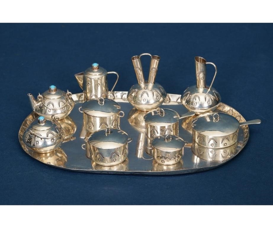 Appraisal: Elizabeth Whitman miniature Navajo sterling silver eleven-piece cookware set each