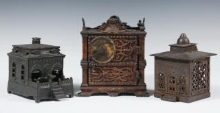 Appraisal: CAST IRON BANKS Group of th c including Mechanical house