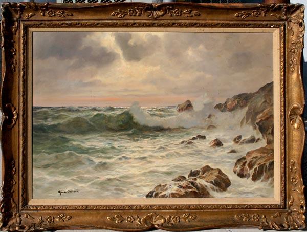 Appraisal: ODIERNA Guido Italian - Coastal Surf at Sunset OIL Canvas