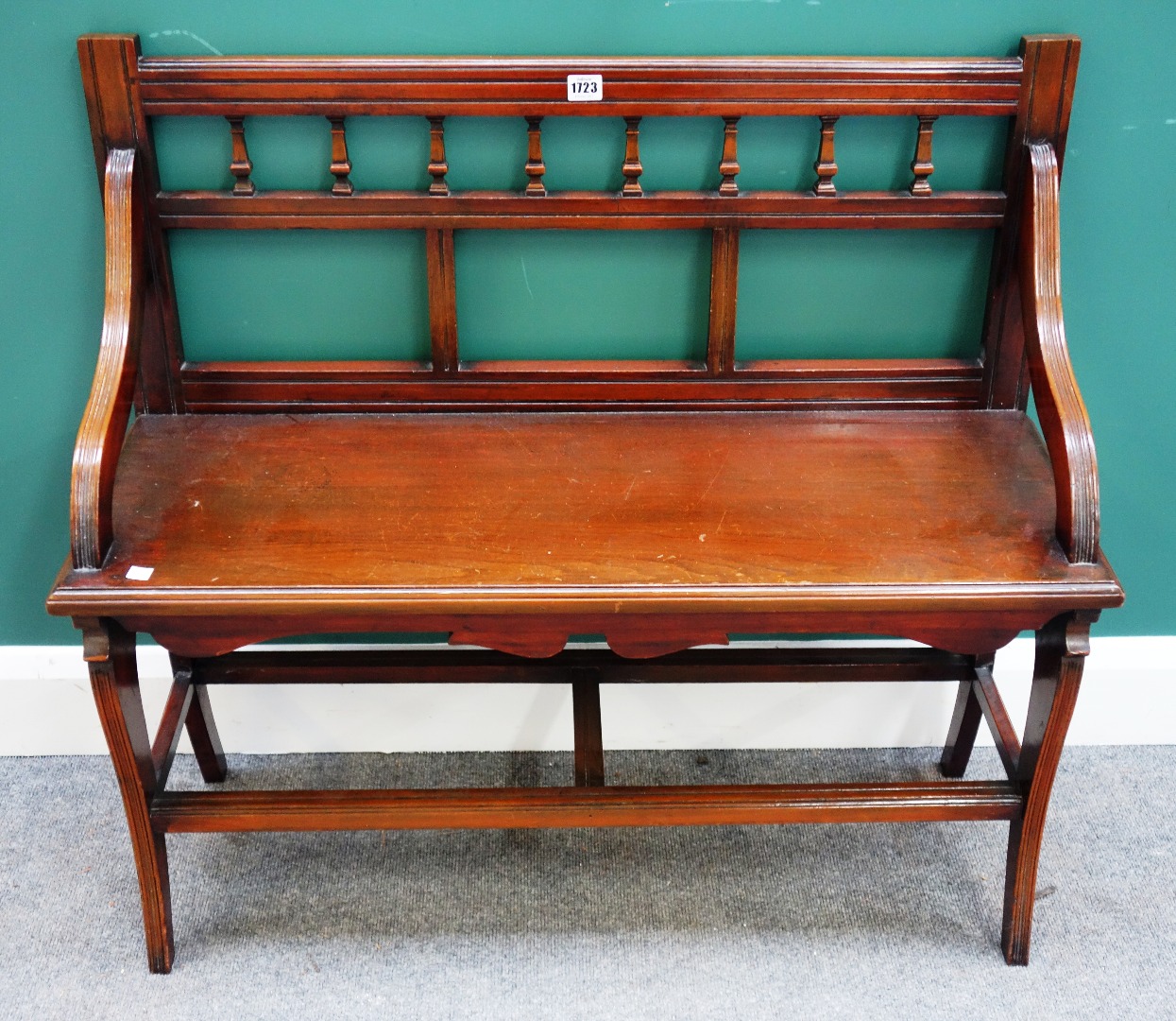 Appraisal: Probably Jas Shoolbred a th century walnut framed hall bench