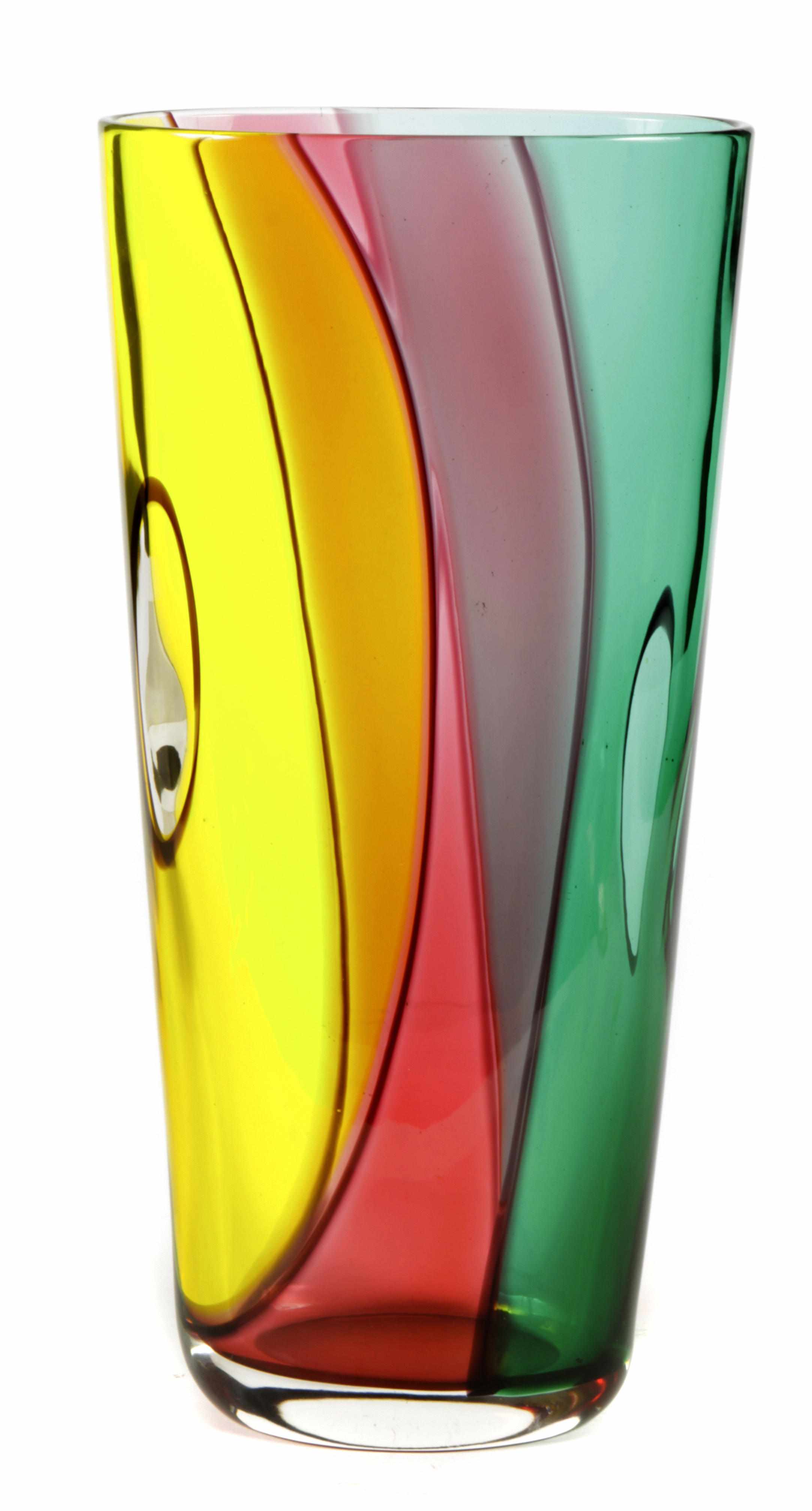 Appraisal: An Archimede Seguso colored glass vase for Muranoetched Archimede Seguso