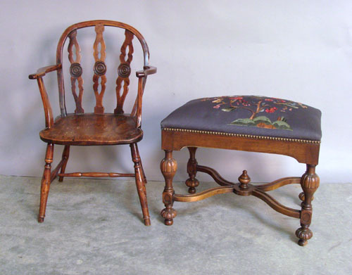 Appraisal: English yewwood armchair early th c together with a reproduction