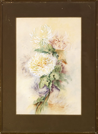 Appraisal: American School Early th Century Chrysanthemums watercolor - x -