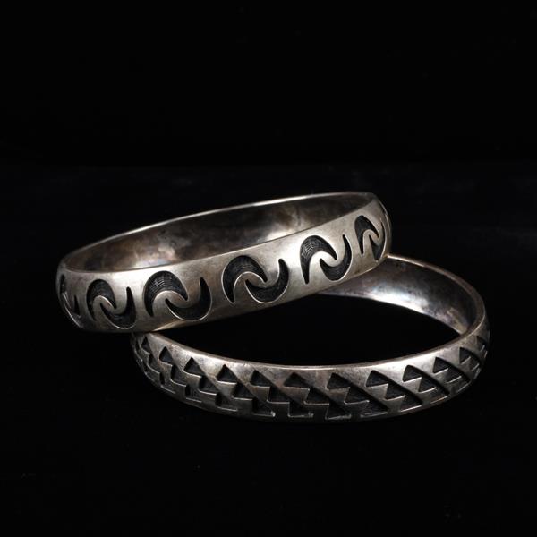 Appraisal: Two Southwestern Native American Sterling Silver Bangle Bracelets with shadowbox