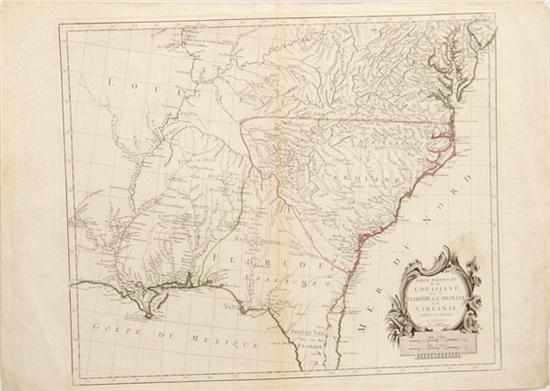 Appraisal: Southeastern United States map by D'Anville D'Anville Jean Baptiste Bourguignon