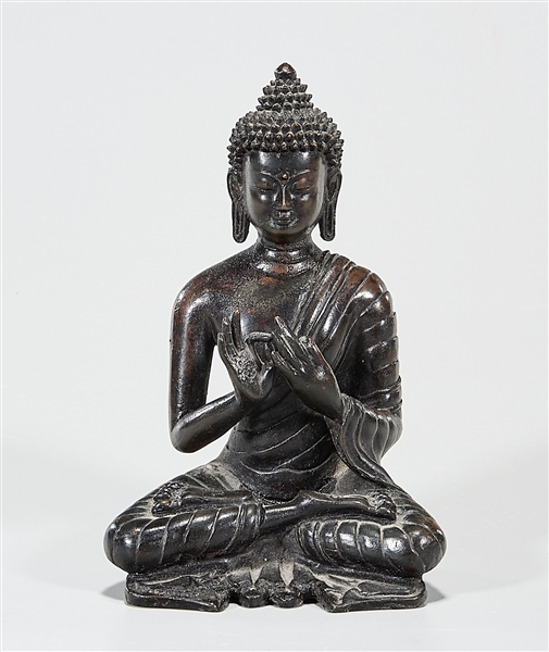 Appraisal: Southeast Asian bronze seated Buddha x x approx Condition wear