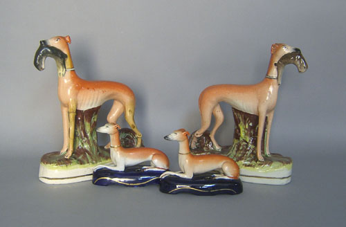 Appraisal: Pair of Staffordshire whippets h together with a pair of