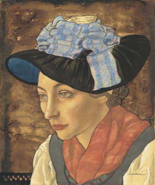 Appraisal: OLSOMMER CHARLES-CLOS Neuch tel - Sierre Welsh woman with hat