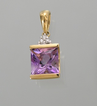 Appraisal: A Ladies' Amethyst and Diamond Pendant Mounted in k yellow