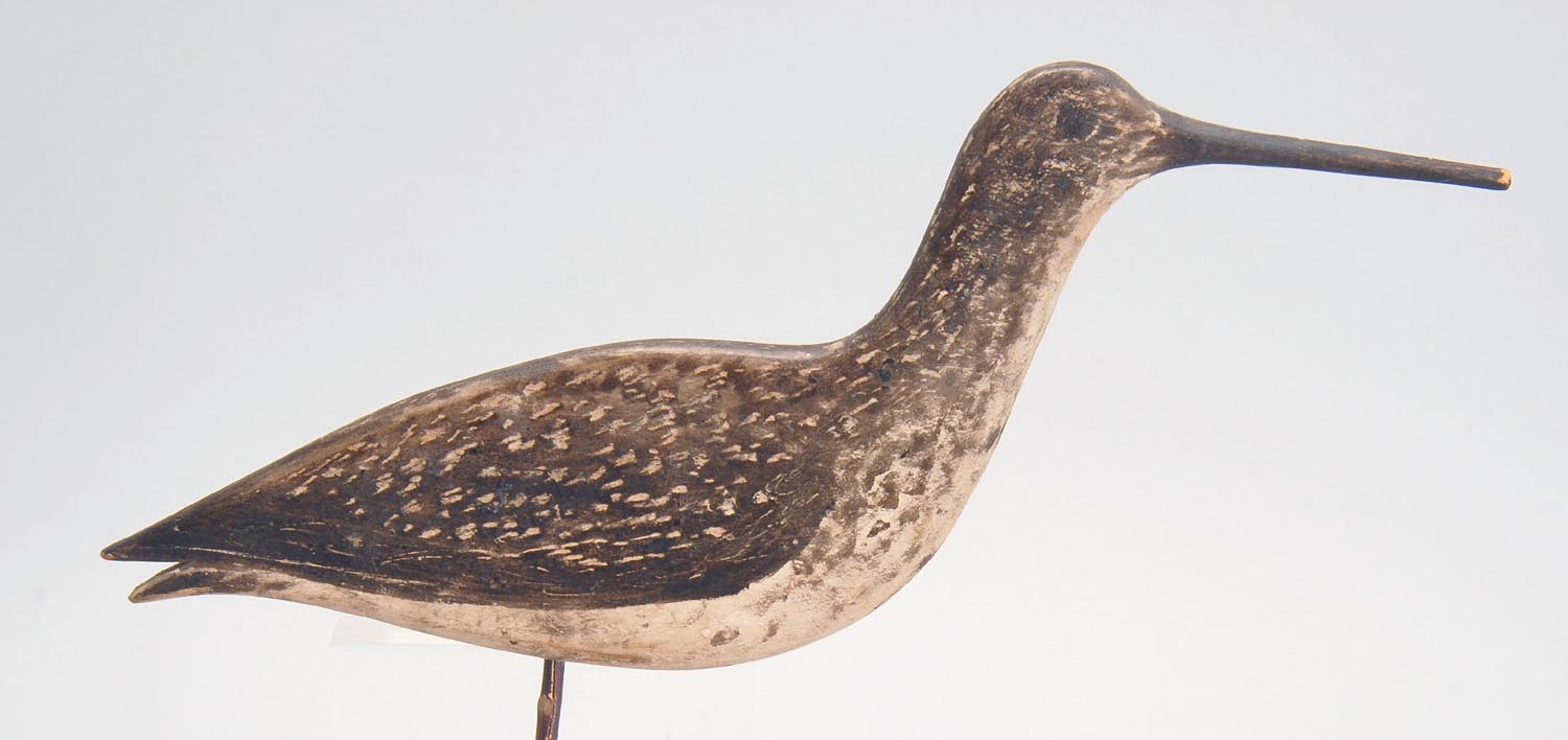 Appraisal: MASSACHUSETTS FLATTY YELLOWLEGS DECOY Maker unknown Original paint Left side