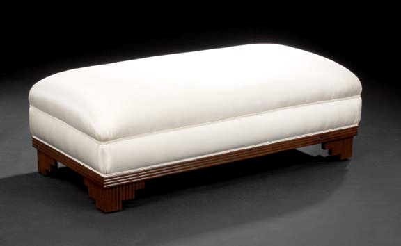 Appraisal: Stylish Continental Art Deco Mahogany and Upholstered Bench the padded