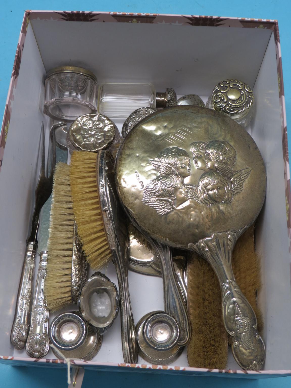 Appraisal: An assortment of dressing table silver and a pair of