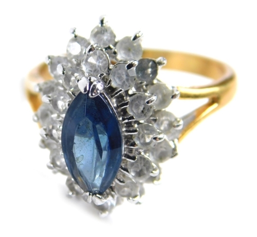 Appraisal: A dress ring of two layered design with central blue