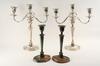 Appraisal: CANDLESTICKS - Two pair of Federal style silver plate candlesticks