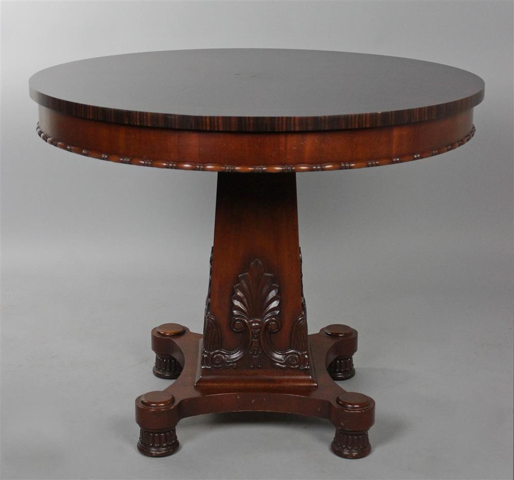 Appraisal: REGENCY STYLE KINGWOOD AND MAHOGANY INLAID CIRCULAR CENTER TABLE the