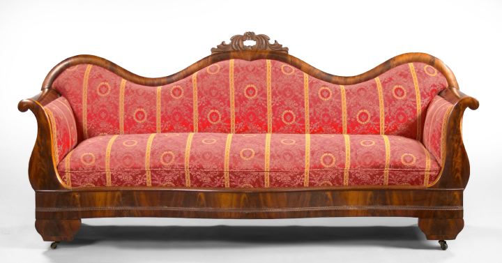 Appraisal: Transitional American Late Classical into Rococo Revival Mahogany Sofa mid-