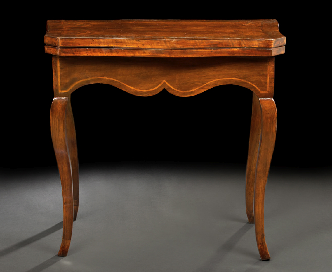 Appraisal: Italian Walnut Games Table th century the banded and shaped